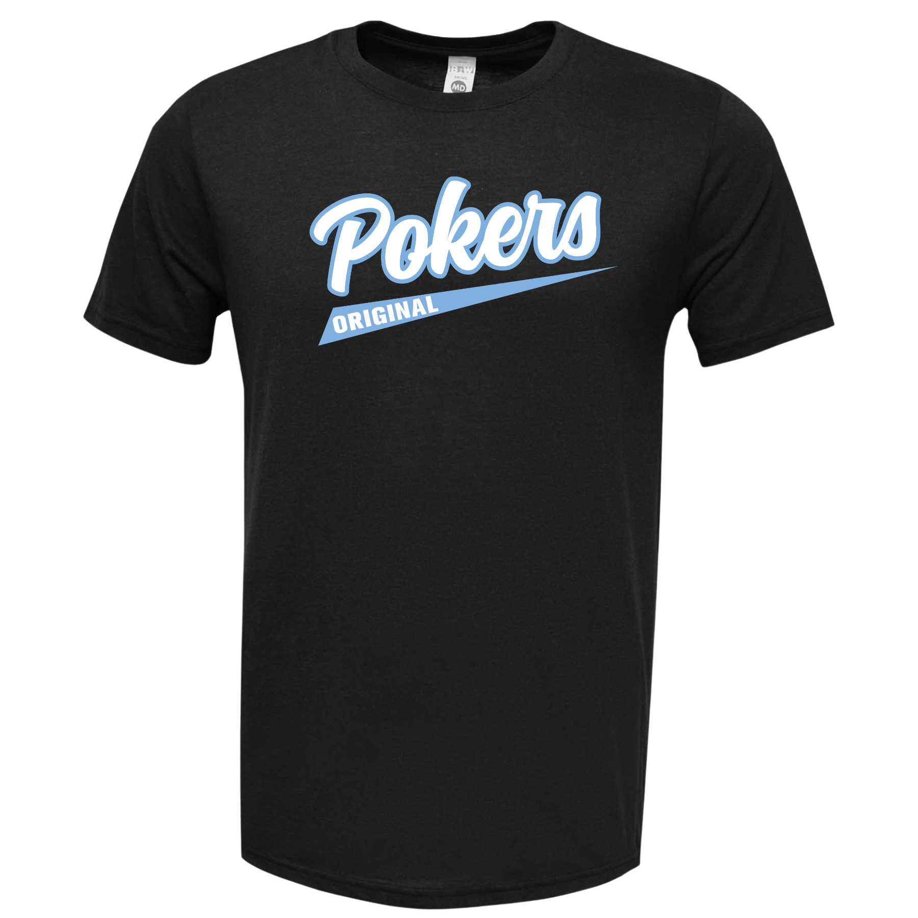 POKERS Script Black Poly-Blend Short Sleeve Shirt
